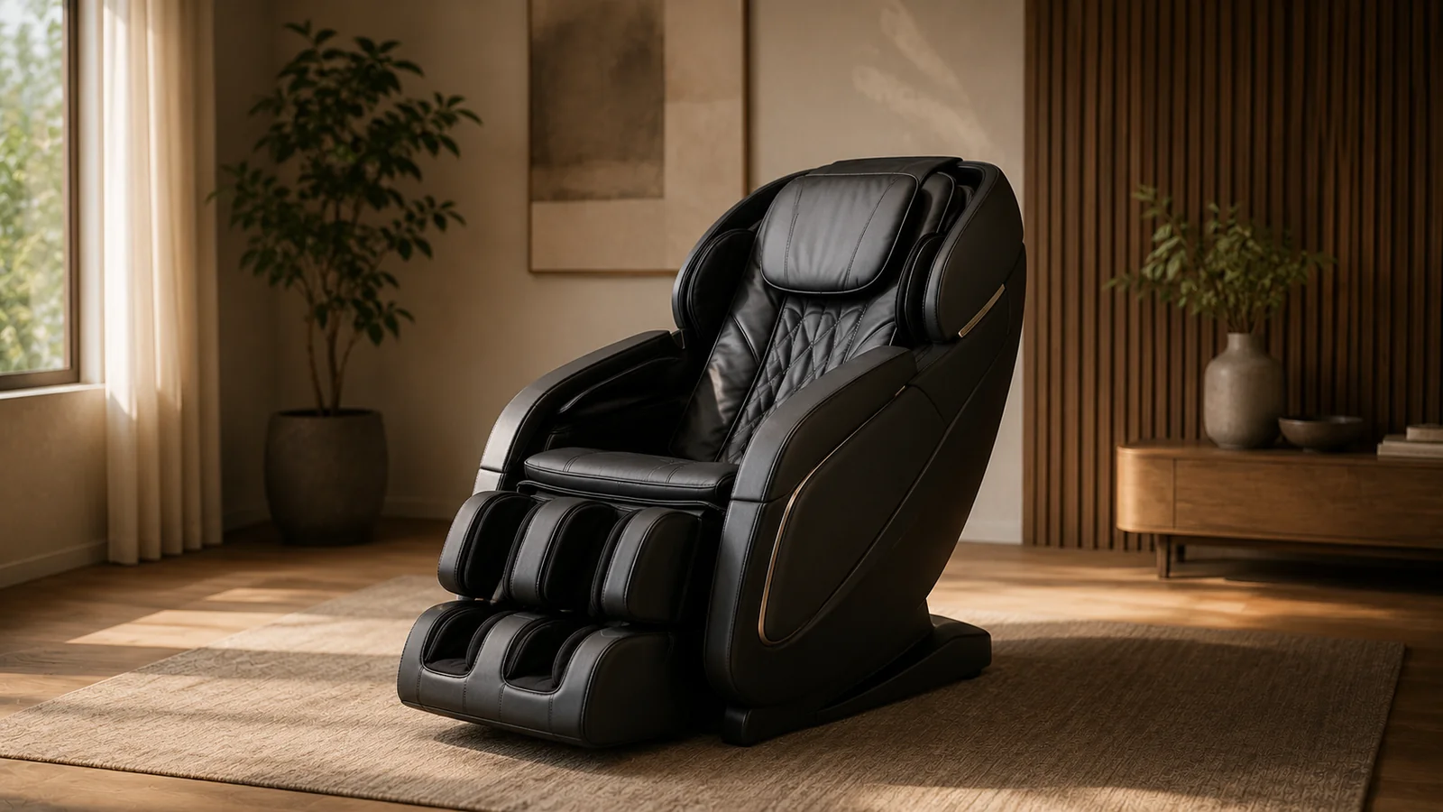 A single unbranded massage chair in a quiet, independent setting